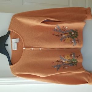 Apricot Floral Embroidered Sweater